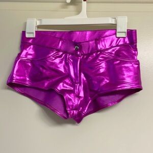 METALLIC PINK rave hotshorts size Small EUC